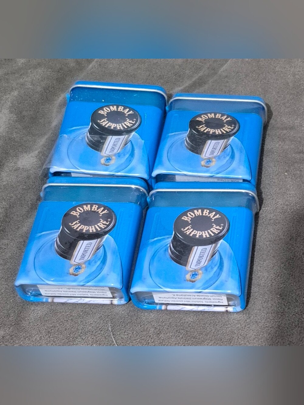 Lot of 4 Sealed Bombay Sapphire Dry Gin Bottle Mint Cases w/ Original Mints